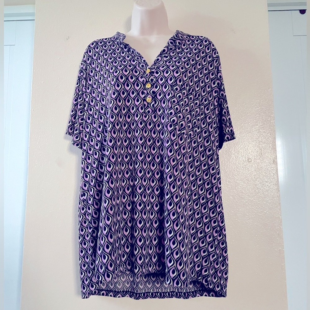 Ashley Blue Geometric Purple Button Down Shirt